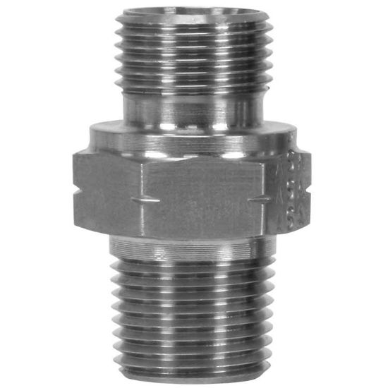 Afbeeldingen van Dubbele nippel 3/8AGR-3/8AGN RVS