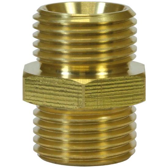 Afbeeldingen van Dubbele nippel 1/4 BU lang Messing