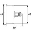 Afbeeldingen van Manometer 0-100 HI 63 mm 1/4"BU