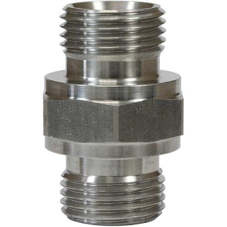 Afbeeldingen van Dubbele nippel 3/8"BU RVS