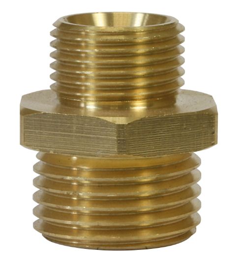 Afbeeldingen van Dubbele nippel 3/8-1/2 BU Messing