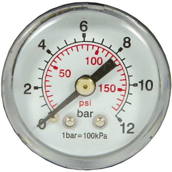 Afbeeldingen van Manometer 0-12 bar 40 mm 1/8 achter PVC